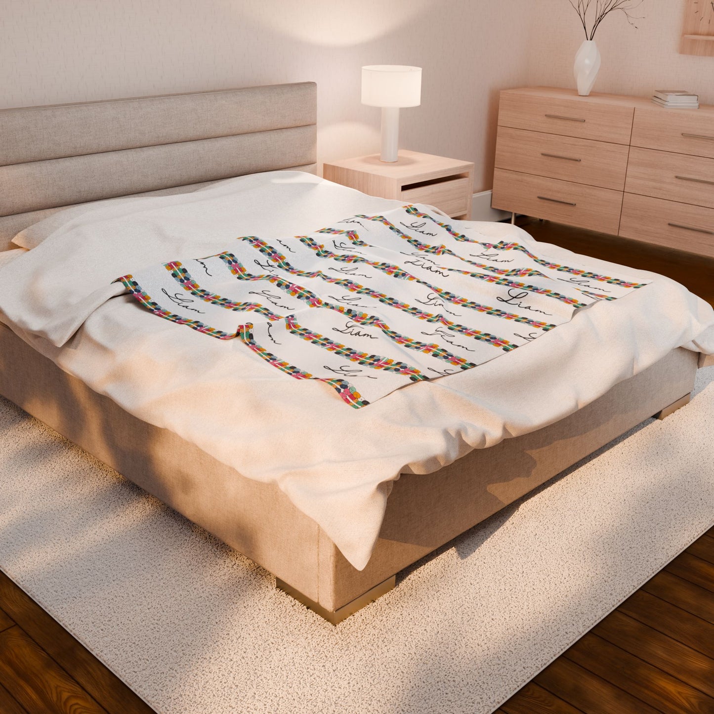 Cozy Velveteen Plush Blanket with Customizable Text | Soft Throw for Gifts, Home Decor, Comfort