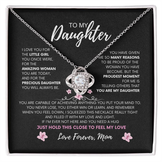 Moms Heartfelt Promise | To My daughter Necklace | Love Squeeze necklace | Love Knot Necklace