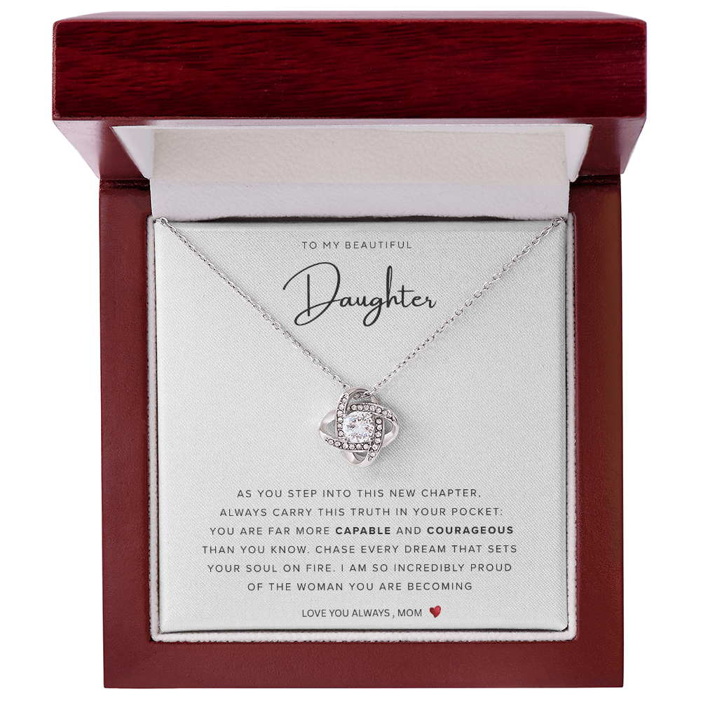 To My Beautiful Daughter | Best Gift for Daughter | Gift for daughters | Best gift for Graduation | Best Jewelry gift for Birthdays | Love Knot Necklace