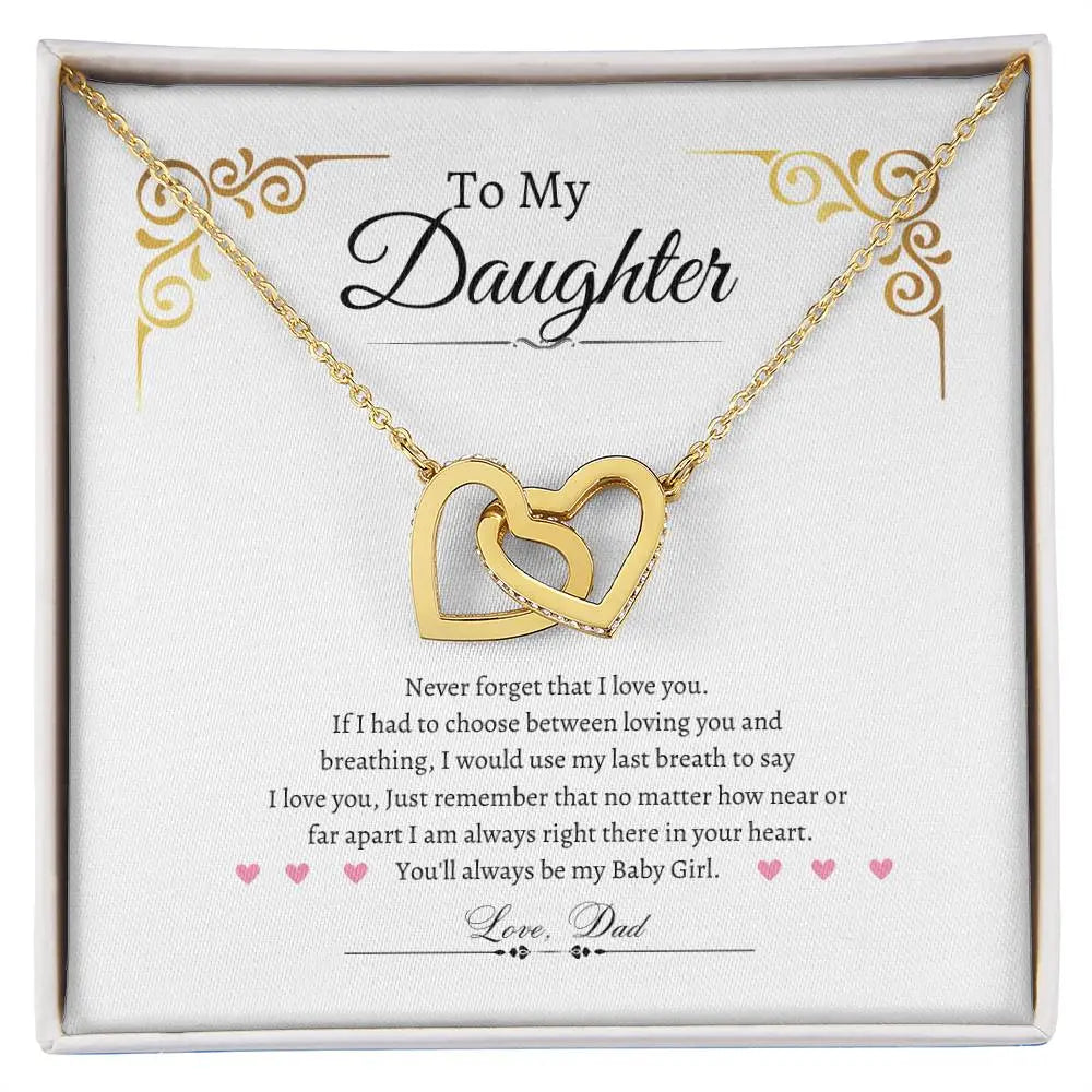 Love Daughter | Interlocking Heart Necklace| Father daughter necklace | Mother daughter necklace
