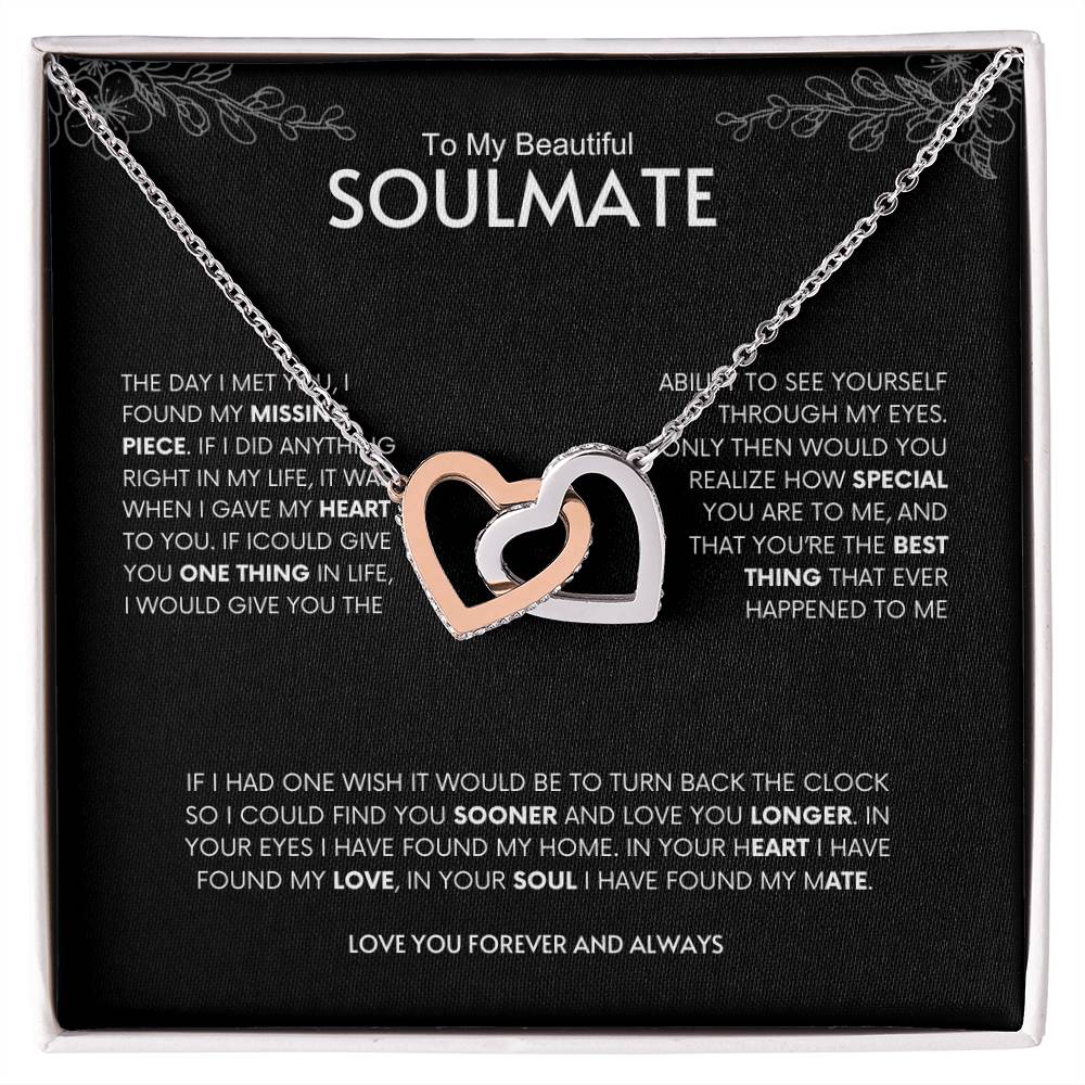 To My Beautiful Soulmate | Interlocking Hearts Necklace | Best gift for Wife | Best Gift for Spouse | Best Gift for Wedding Anniversary | Best gift to say I love you👩❤️💋👨❤️