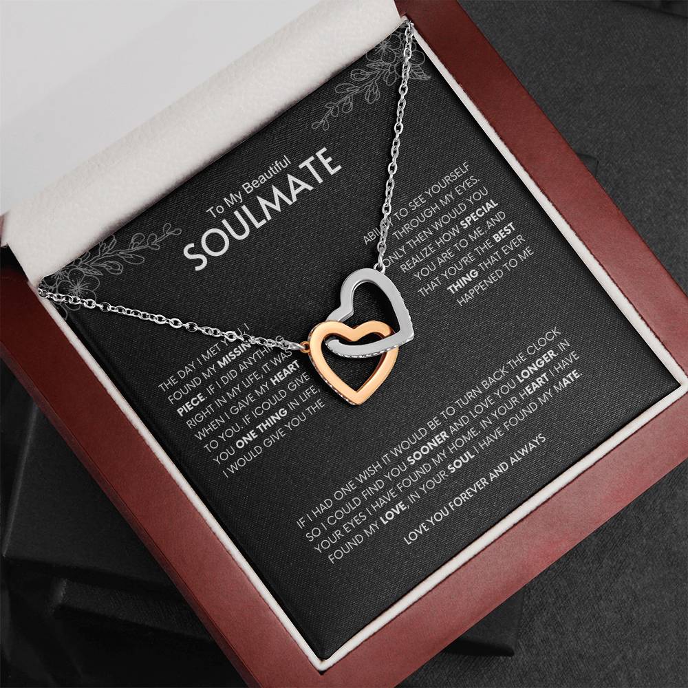 To My Beautiful Soulmate | Interlocking Hearts Necklace | Best gift for Wife | Best Gift for Spouse | Best Gift for Wedding Anniversary | Best gift to say I love you👩❤️💋👨❤️