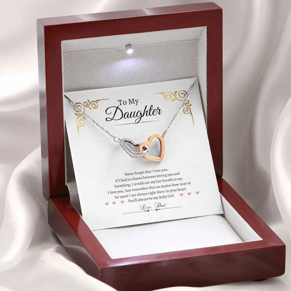 Love Daughter | Interlocking Heart Necklace| Father daughter necklace | Mother daughter necklace