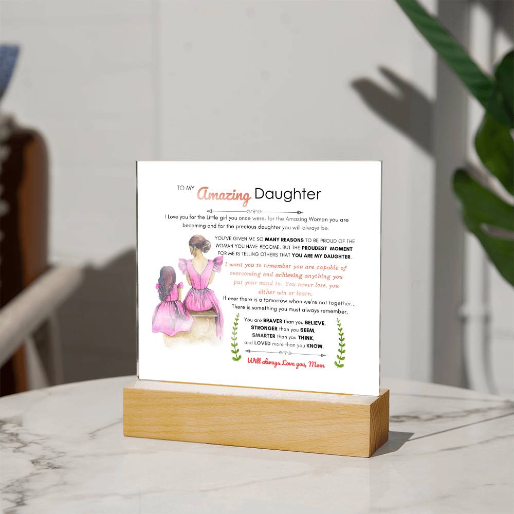 A Letter from Mom | Acrylic Square Plaque | Best Gift for daughter | Best gift for daughters birthday