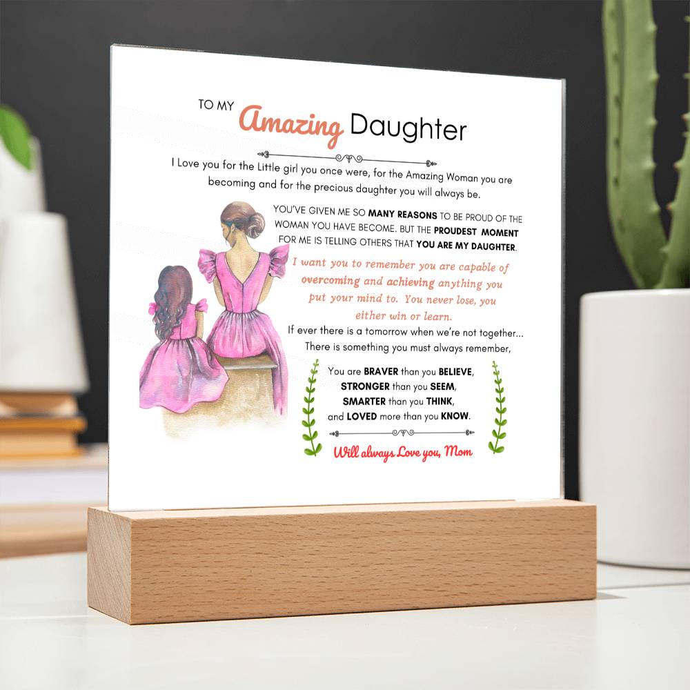 A Letter from Mom | Acrylic Square Plaque | Best Gift for daughter | Best gift for daughters birthday
