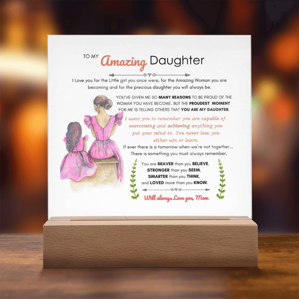 A Letter from Mom | Acrylic Square Plaque | Best Gift for daughter | Best gift for daughters birthday