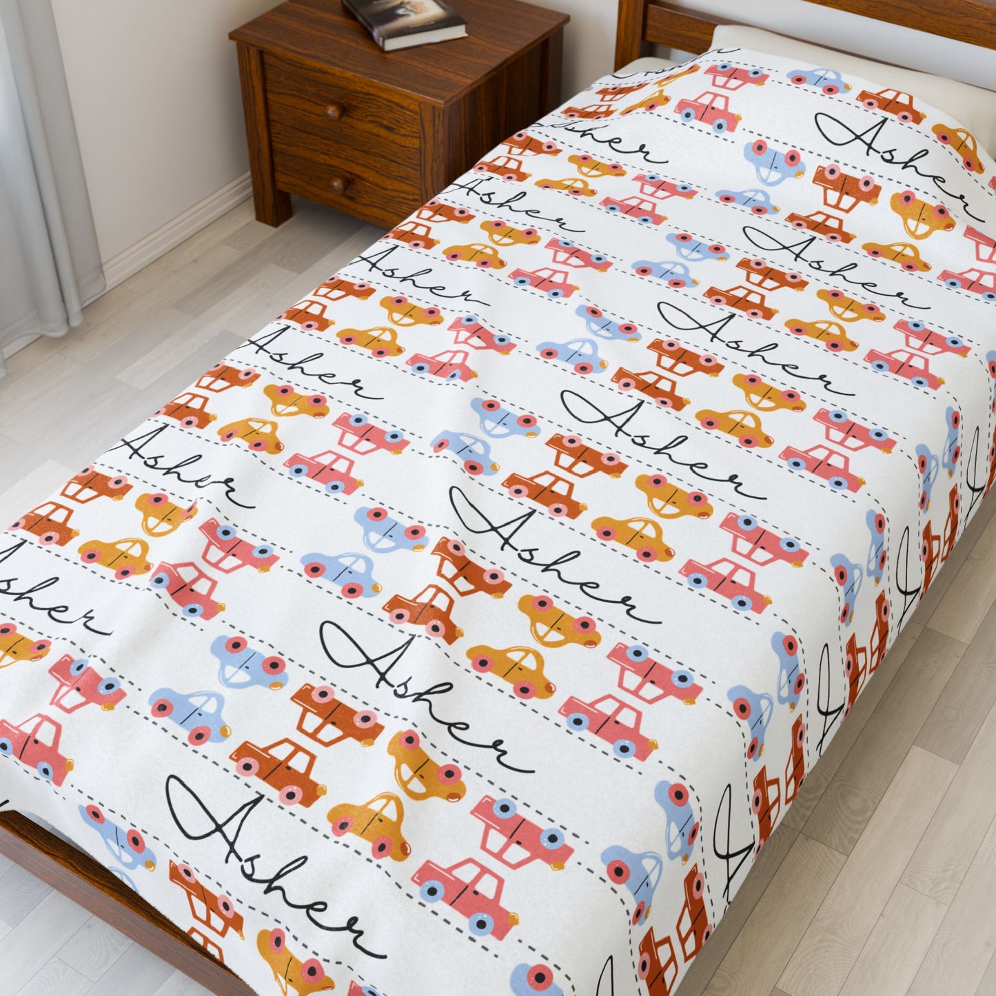 Personalized Velveteen Plush Blanket, Cozy Gifts for Baby Showers, Nursery Decor, Soft Throw Blanket, Custom Name Blanket, Birthday Gift