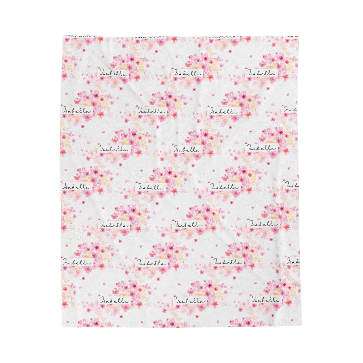 Personalized Floral Velveteen Plush Blanket - Cozy Throw for Kids, Birthday Gift, Nursery Decor, Home Blankets, Spring Decor