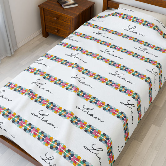 Cozy Velveteen Plush Blanket with Customizable Text | Soft Throw for Gifts, Home Decor, Comfort