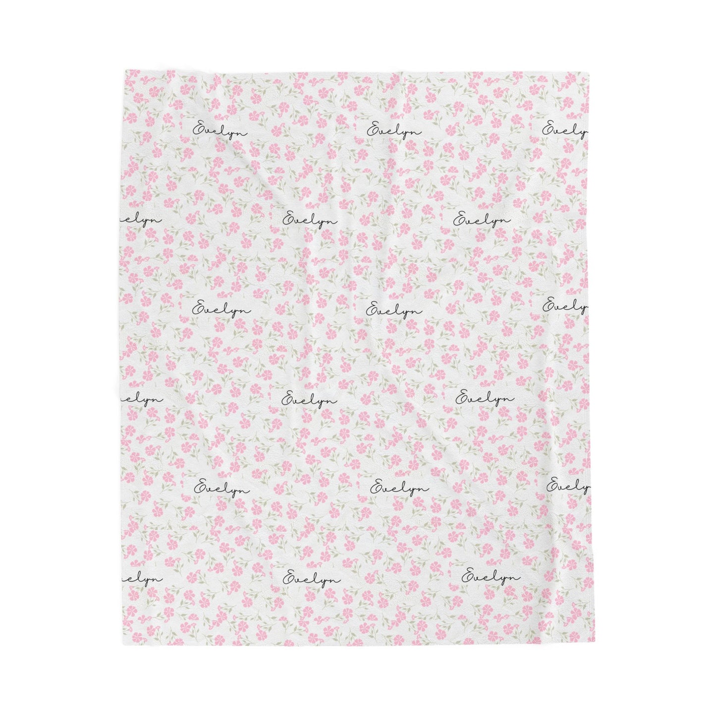 Personalized Velveteen Plush Blanket with Heart Design, Cozy Throw, Gift for Baby Shower, Nursery Decor, Soft Blanket