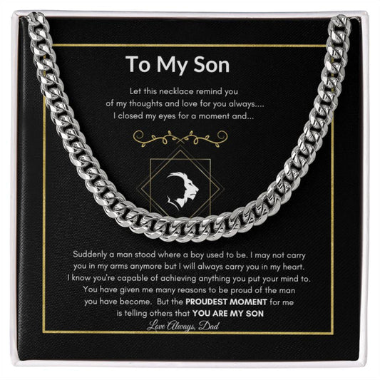 To My Son Cuban Necklace | Father to Son Cuban Link Chain | Cuban Link Chain
