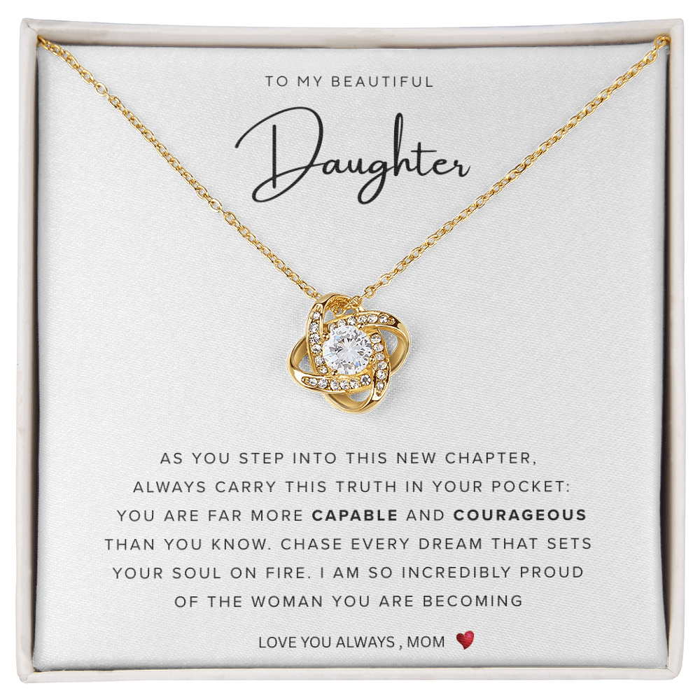 To My Beautiful Daughter | Best Gift for Daughter | Gift for daughters | Best gift for Graduation | Best Jewelry gift for Birthdays |  Love Knot Necklace