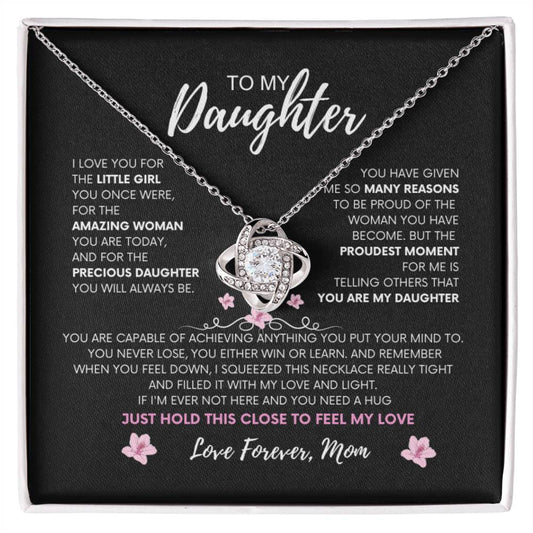Moms Heartfelt Promise | To My daughter Necklace | Love Squeeze necklace | Love Knot Necklace
