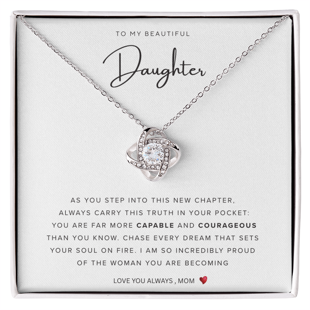 To My Beautiful Daughter | Best Gift for Daughter | Gift for daughters | Best gift for Graduation | Best Jewelry gift for Birthdays |  Love Knot Necklace