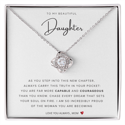 To My Beautiful Daughter | Best Gift for Daughter | Gift for daughters | Best gift for Graduation | Best Jewelry gift for Birthdays |  Love Knot Necklace