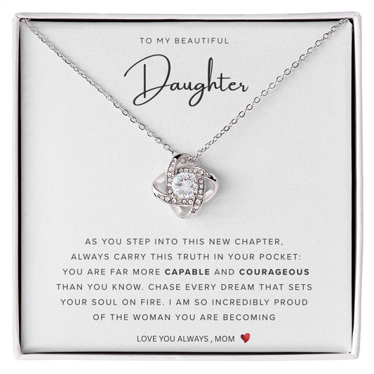 To My Beautiful Daughter | Best Gift for Daughter | Gift for daughters | Best gift for Graduation | Best Jewelry gift for Birthdays |  Love Knot Necklace
