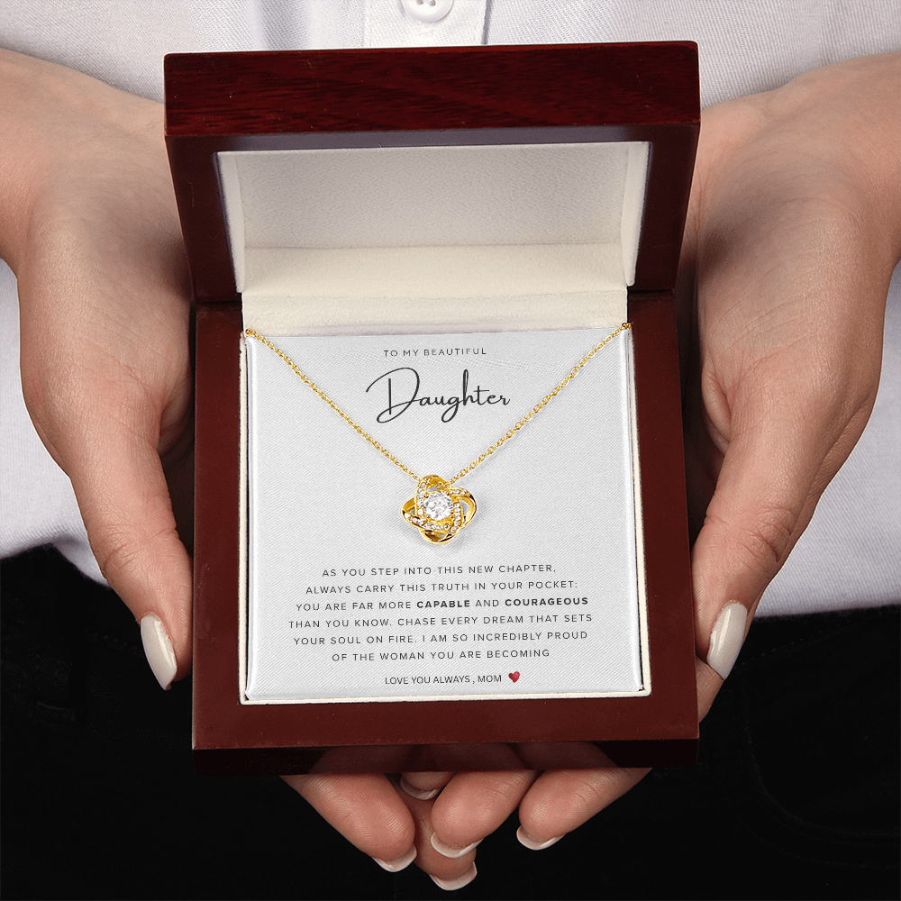 To My Beautiful Daughter | Best Gift for Daughter | Gift for daughters | Best gift for Graduation | Best Jewelry gift for Birthdays |  Love Knot Necklace