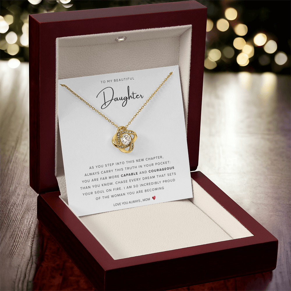 To My Beautiful Daughter | Best Gift for Daughter | Gift for daughters | Best gift for Graduation | Best Jewelry gift for Birthdays |  Love Knot Necklace