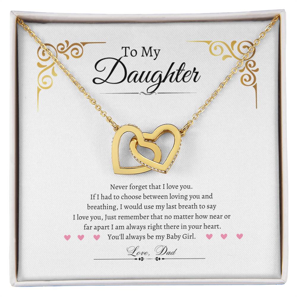 Love Daughter | Interlocking Heart Necklace| Father daughter necklace | Mother daughter necklace