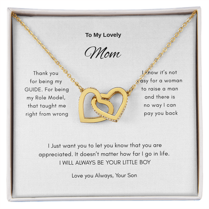 To My Lovely Mom | Interlocking Heart Necklace | Best Gift for Mothers day | Gift for Mom
