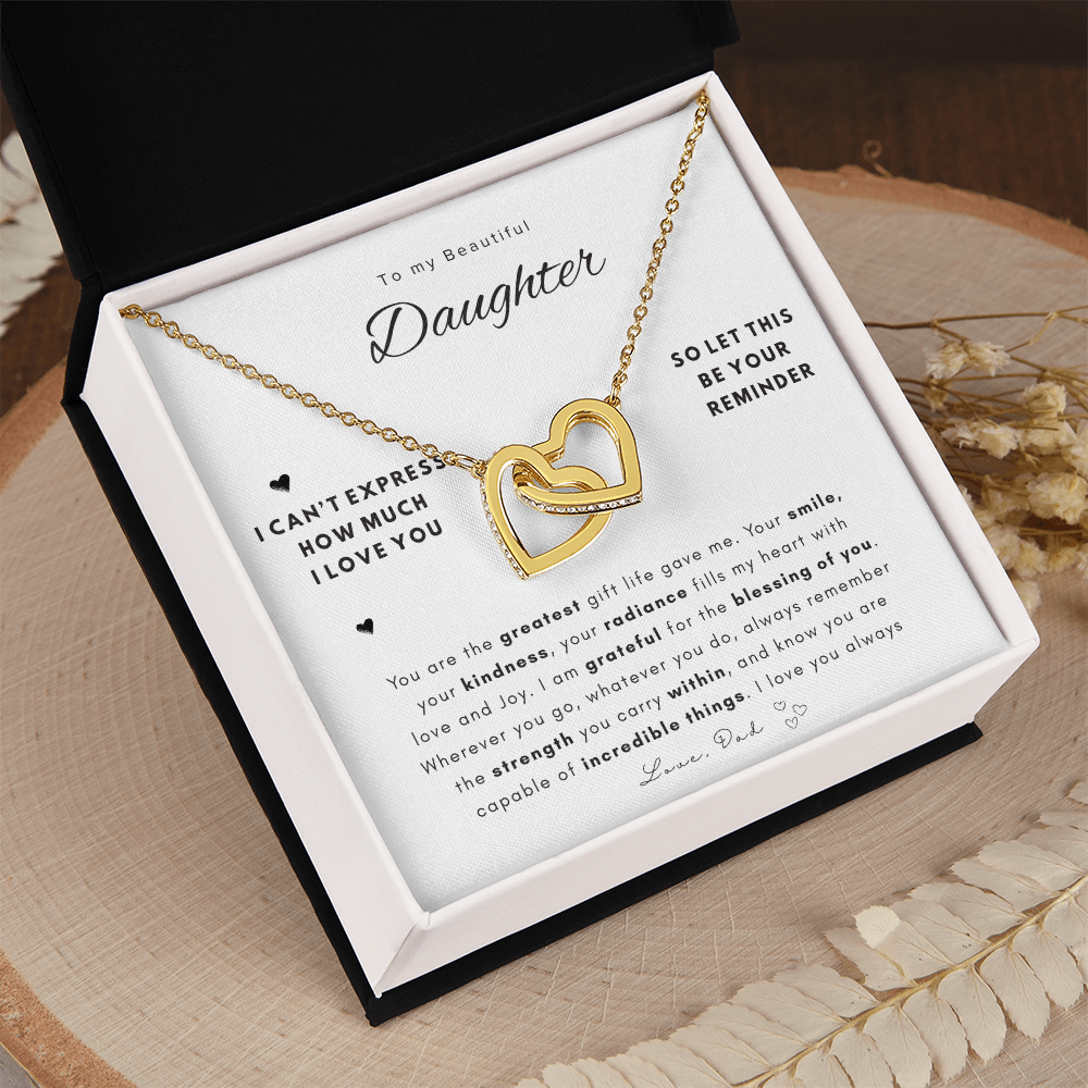 To My Daughter Necklace |  Best gift for daughters | Best Gift for Birthday | Best Gift for Graduation | Interlocking Hearts Necklace  👨‍👧
