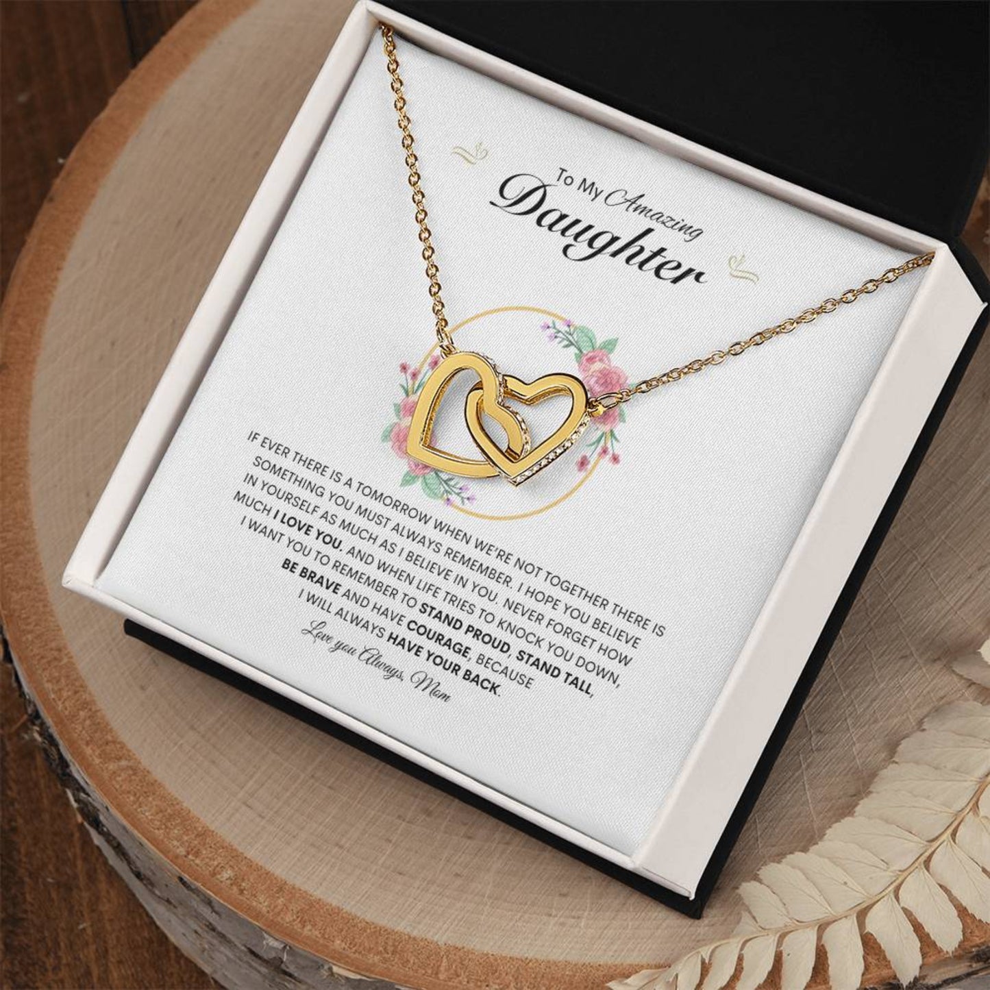 Mom's Cheer | Interlocking Hearts Necklace | Best gift for daughter | Best gift for daughters birthday | Best gift for daughters graduation | Best gift from Mom ❤️👩‍👧