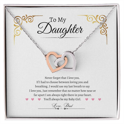 Love Daughter | Interlocking Heart Necklace| Father daughter necklace | Mother daughter necklace