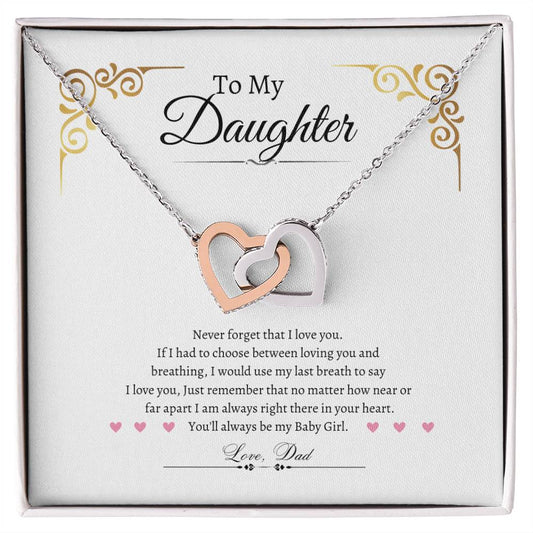Love Daughter | Interlocking Heart Necklace| Father daughter necklace | Mother daughter necklace