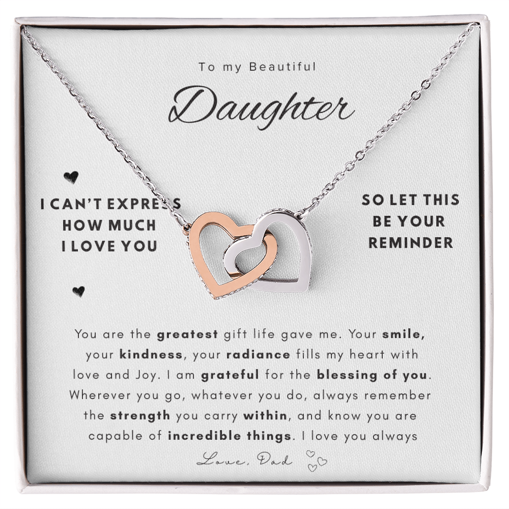 To My Daughter Necklace |  Best gift for daughters | Best Gift for Birthday | Best Gift for Graduation | Interlocking Hearts Necklace  👨‍👧
