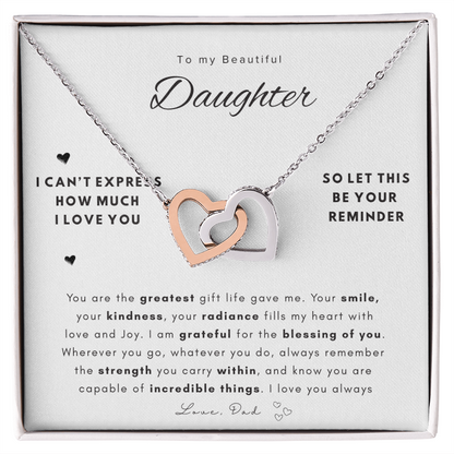 To My Daughter Necklace |  Best gift for daughters | Best Gift for Birthday | Best Gift for Graduation | Interlocking Hearts Necklace  👨‍👧