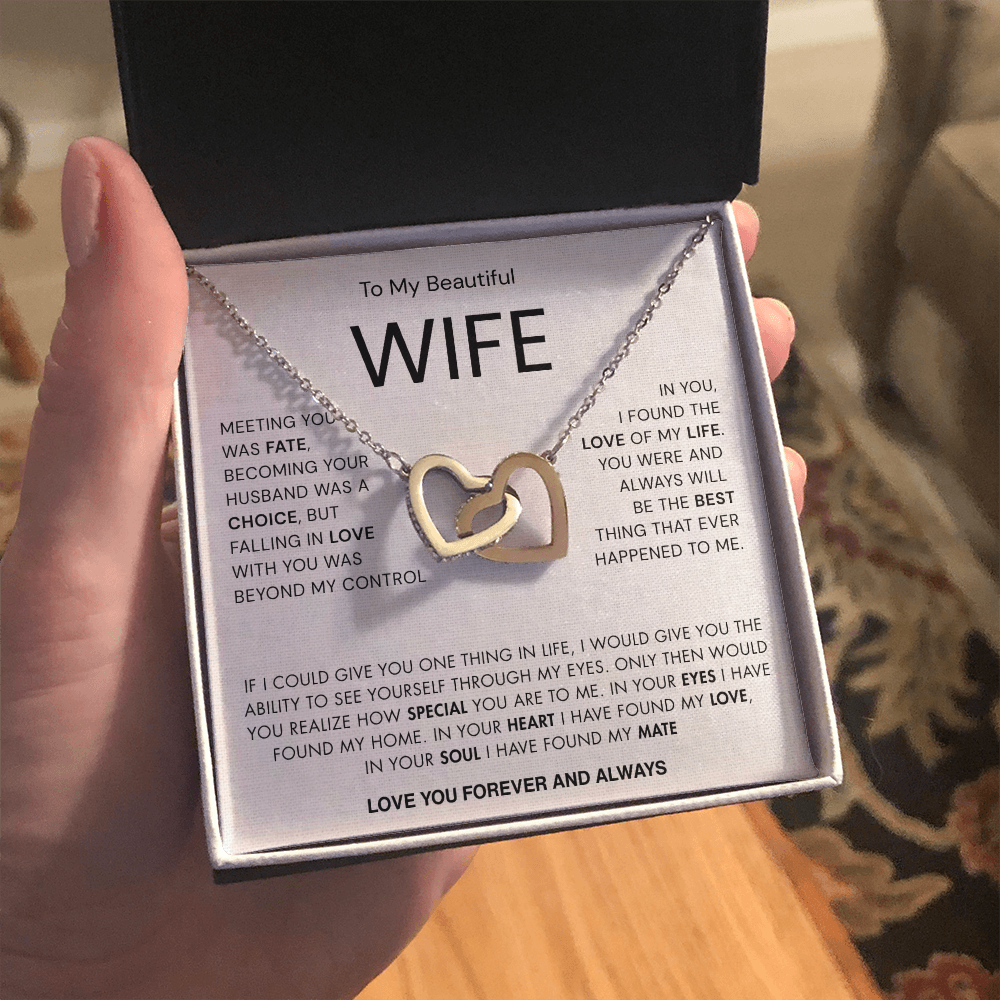 To my Beautiful Wife | Best gift for Wife | Best Jewelry gift for Wife | Best Jewelry gift from Husband | Best Jewelry gift for Wedding Anniversary | Interlocking Heart Necklace 👫🏼
