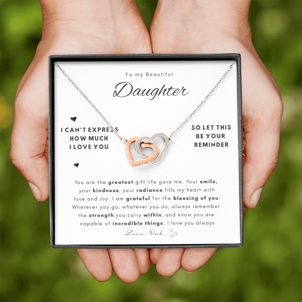 To My Daughter Necklace |  Best gift for daughters | Best Gift for Birthday | Best Gift for Graduation | Interlocking Hearts Necklace  👨‍👧