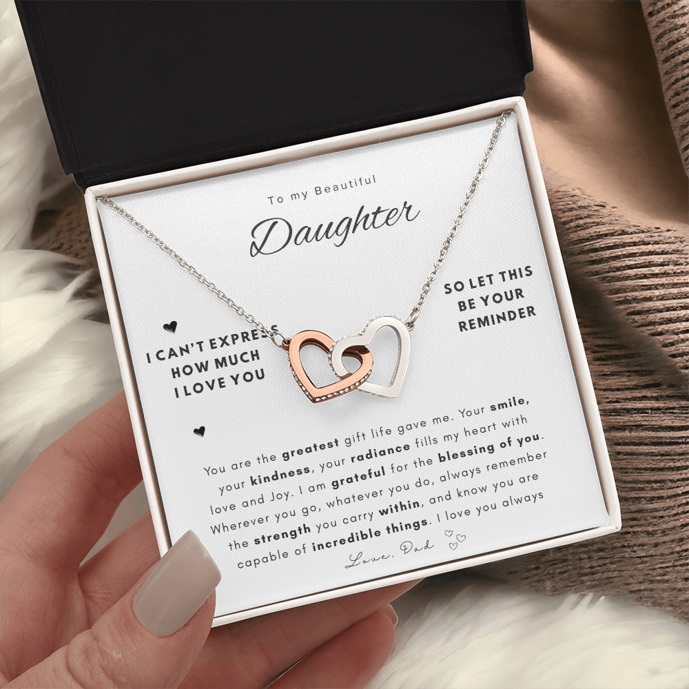 To My Daughter Necklace |  Best gift for daughters | Best Gift for Birthday | Best Gift for Graduation | Interlocking Hearts Necklace  👨‍👧