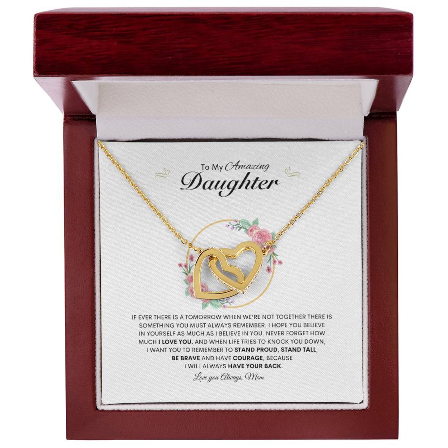 Mom's Cheer | Interlocking Hearts Necklace | Best gift for daughter | Best gift for daughters birthday | Best gift for daughters graduation | Best gift from Mom ❤️👩‍👧
