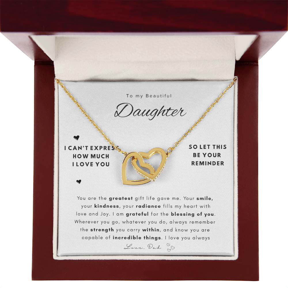 To My Daughter Necklace |  Best gift for daughters | Best Gift for Birthday | Best Gift for Graduation | Interlocking Hearts Necklace  👨‍👧