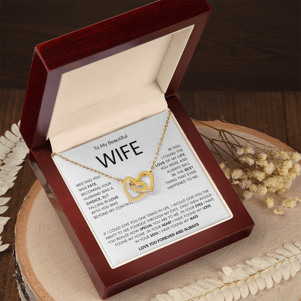 To my Beautiful Wife | Best gift for Wife | Best Jewelry gift for Wife | Best Jewelry gift from Husband | Best Jewelry gift for Wedding Anniversary | Interlocking Heart Necklace 👫🏼