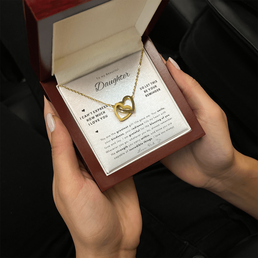 To My Daughter Necklace |  Best gift for daughters | Best Gift for Birthday | Best Gift for Graduation | Interlocking Hearts Necklace  👨‍👧