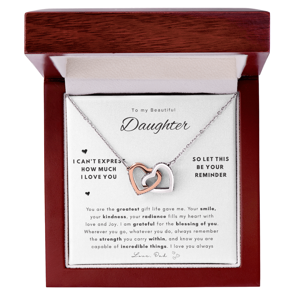 To My Daughter Necklace |  Best gift for daughters | Best Gift for Birthday | Best Gift for Graduation | Interlocking Hearts Necklace  👨‍👧