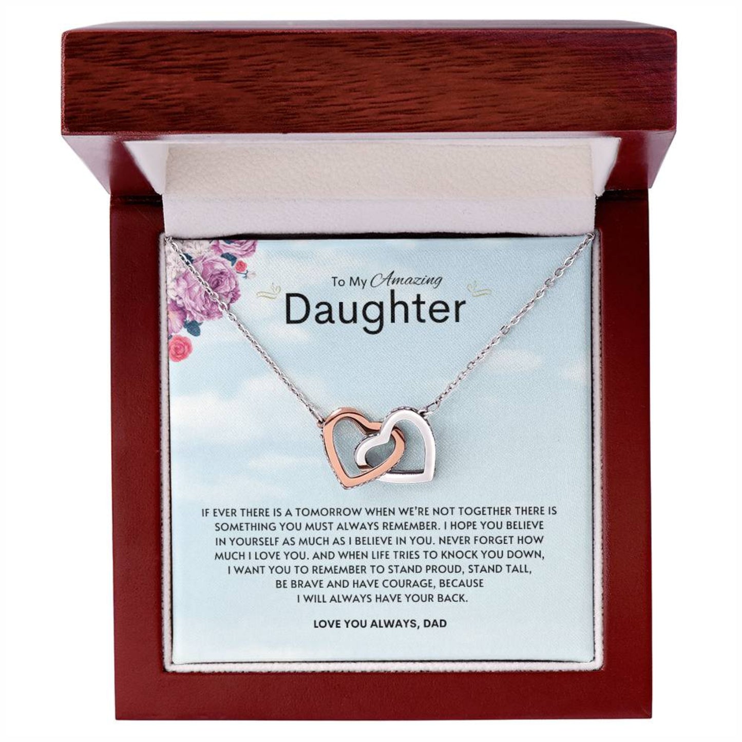 To My Amazing Daughter | Interlocking Heart Necklace | Best gift for daughter | Best gift for daughters birthday | Best gift for daughters graduation | Best gift from dad 👨‍👧❤️