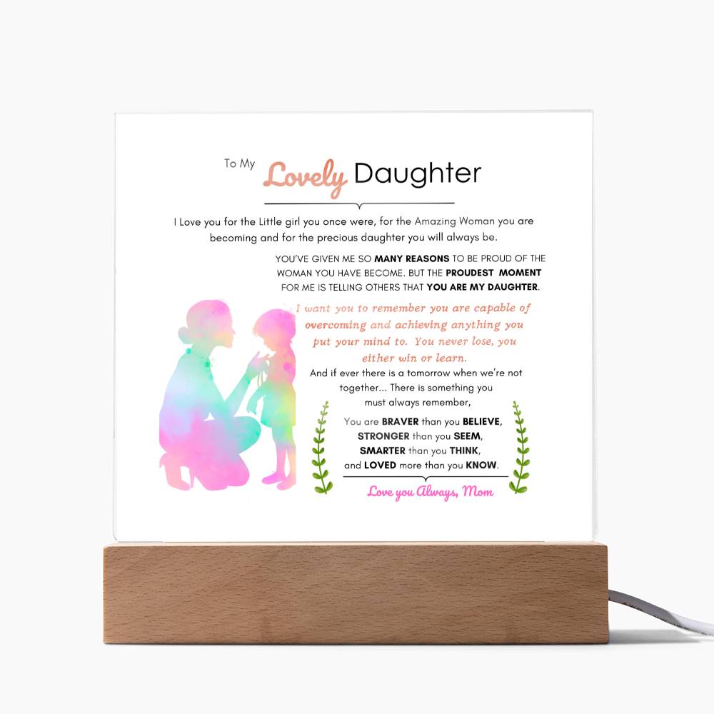 To My Lovely Daughter | Acrylic Square Plaque | Best Gift for daughter | Best gift for daughters birthday | Best gift for daughters graduation